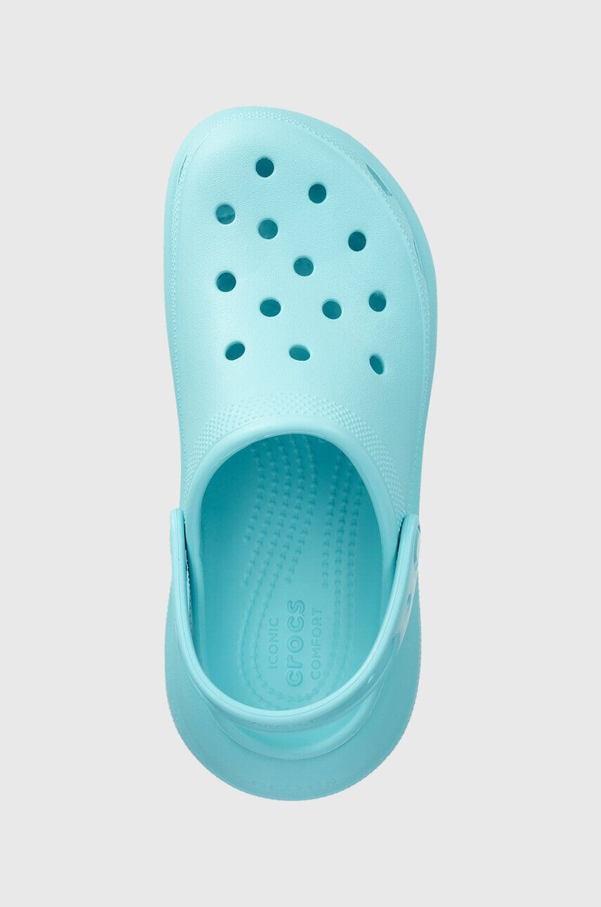 Crocs papuci Classic Crush Clog femei culoarea turcoaz cu platforma 207521 - Pled.ro