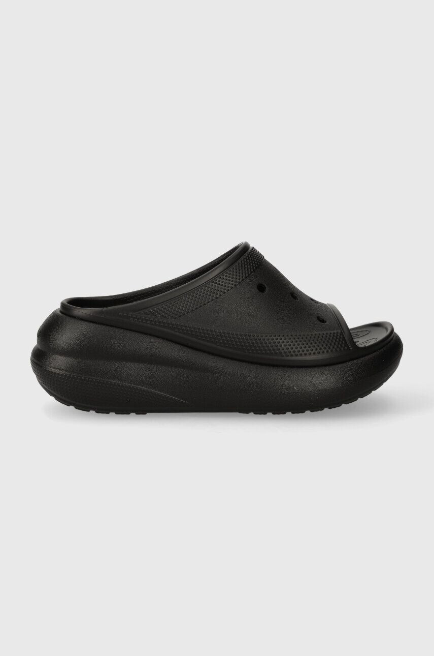 Crocs papuci Classic Crush Slide femei culoarea negru cu platforma 208731 - Pled.ro