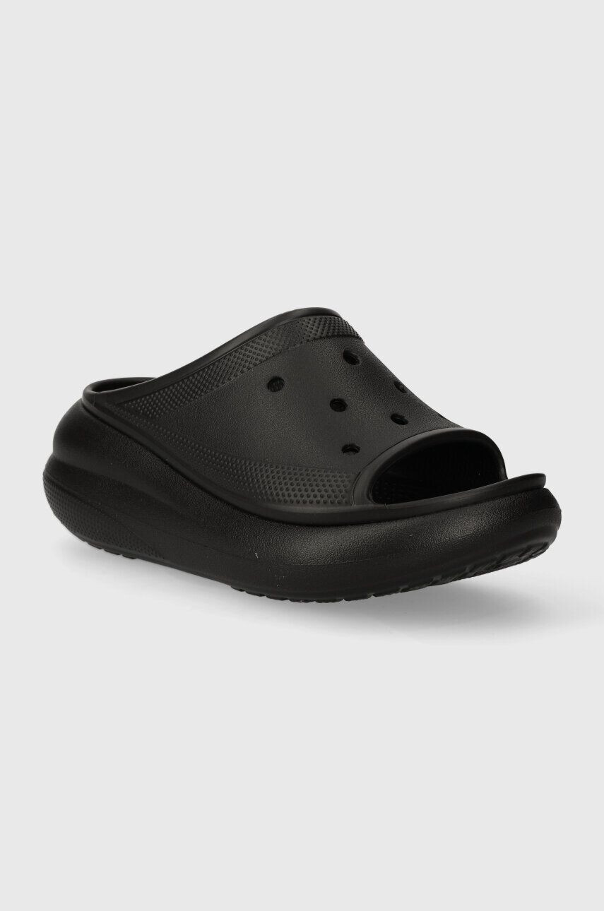 Crocs papuci Classic Crush Slide femei culoarea negru cu platforma 208731 - Pled.ro