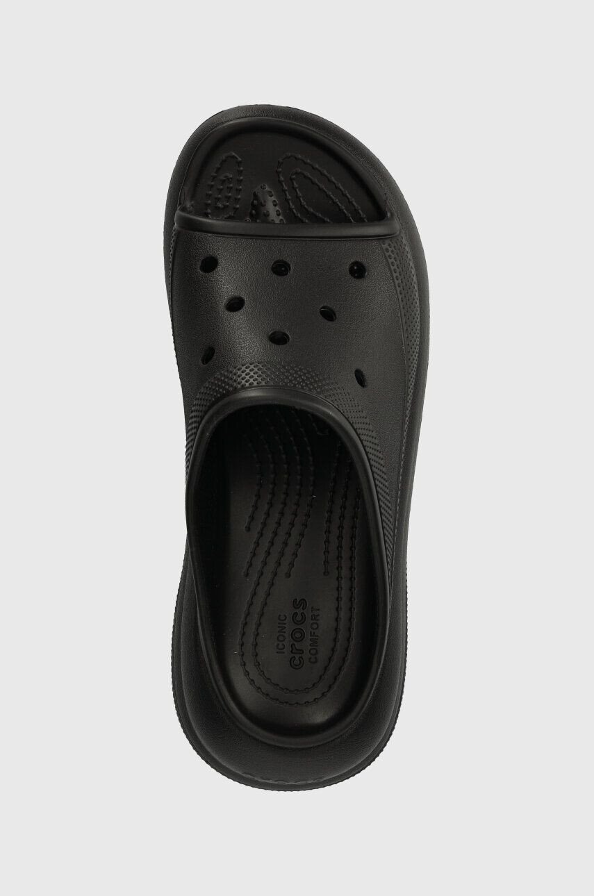 Crocs papuci Classic Crush Slide femei culoarea negru cu platforma 208731 - Pled.ro