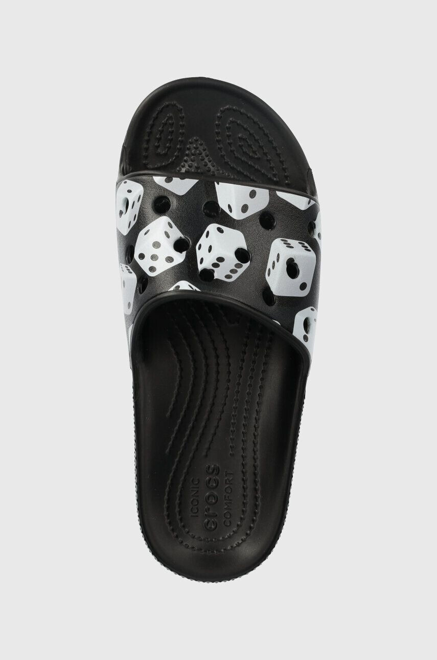 Crocs papuci Classic Dice Print Slide femei culoarea negru 208769 - Pled.ro