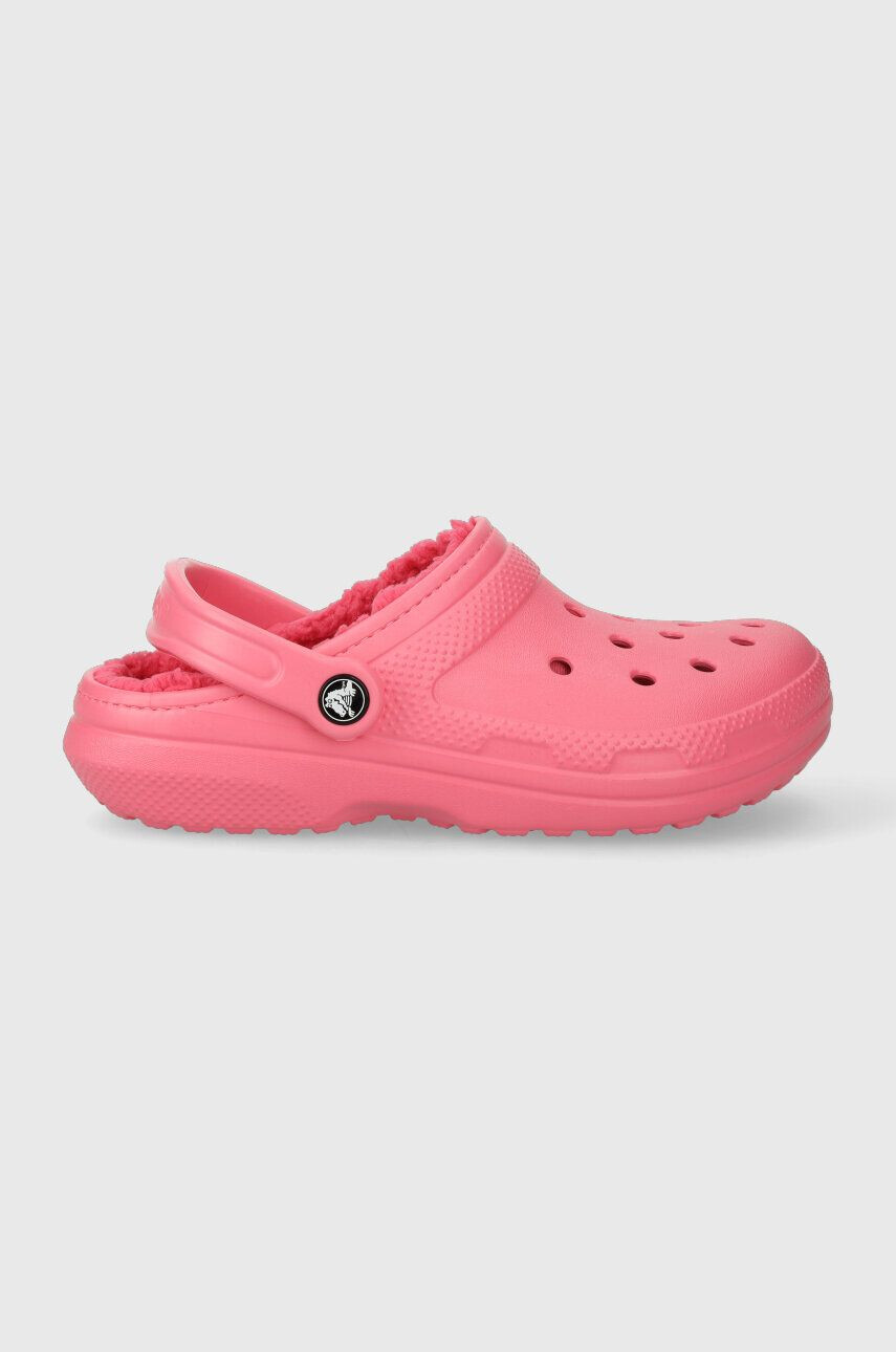 Crocs papuci Classic Lined Clog femei culoarea roz 203591 - Pled.ro