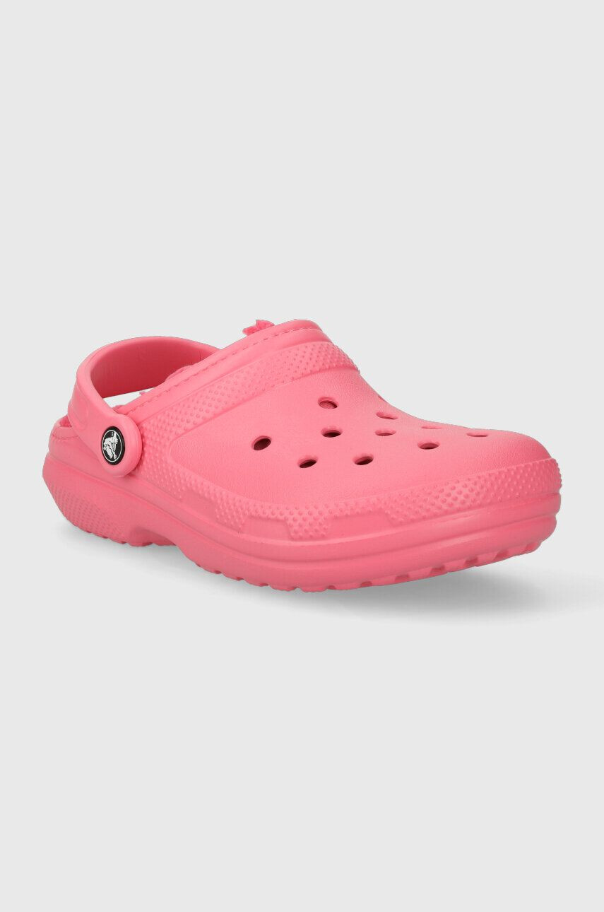 Crocs papuci Classic Lined Clog femei culoarea roz 203591 - Pled.ro