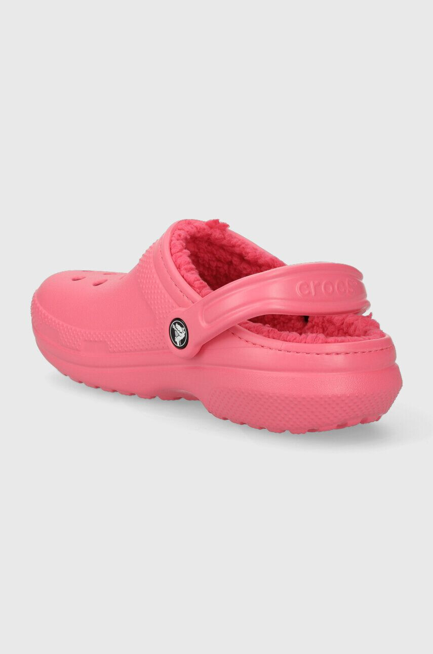 Crocs papuci Classic Lined Clog femei culoarea roz 203591 - Pled.ro