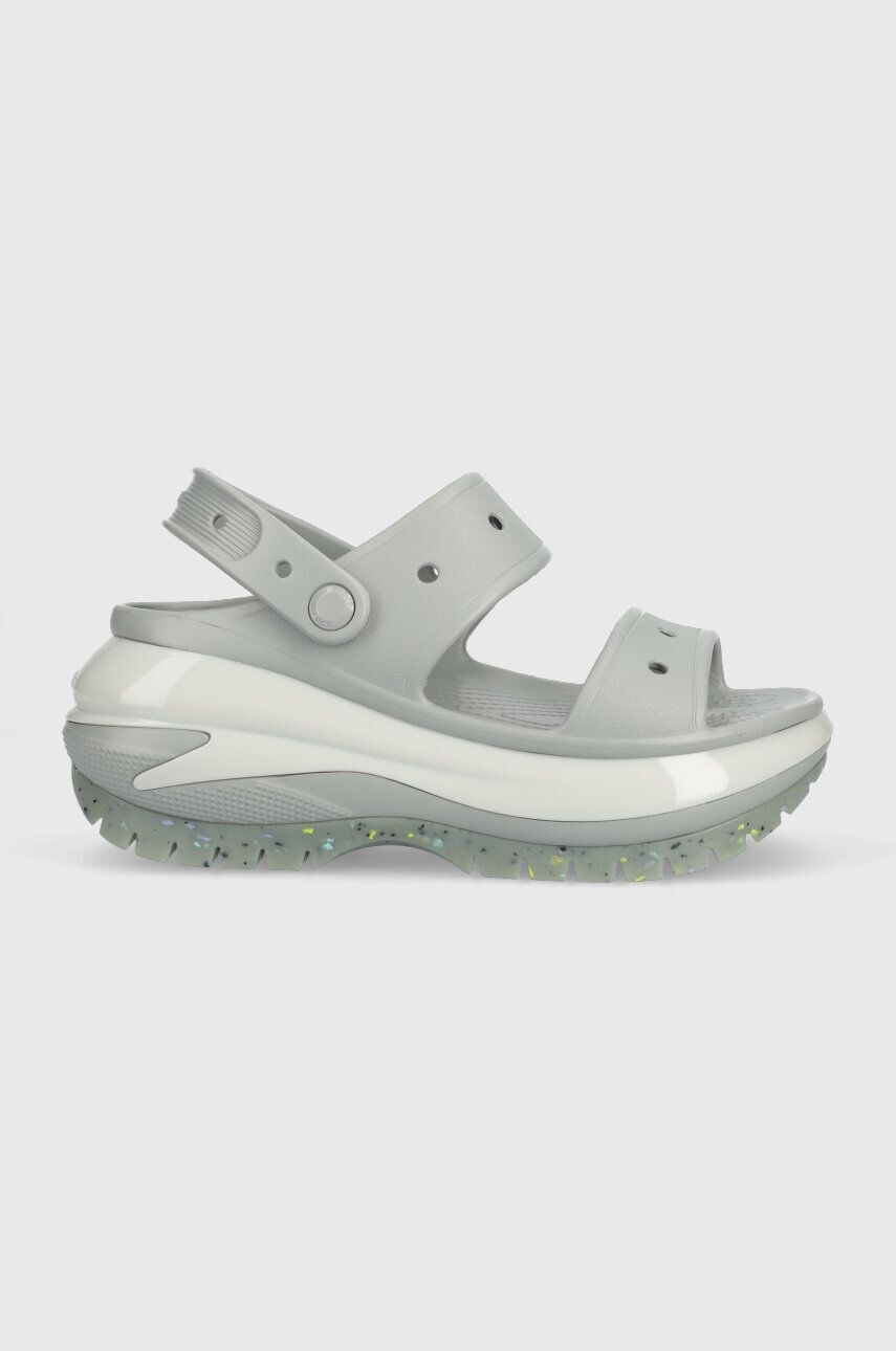 Crocs papuci Classic Mega Crush Sandal femei culoarea gri cu platforma 207989 207989.007-007 - Pled.ro