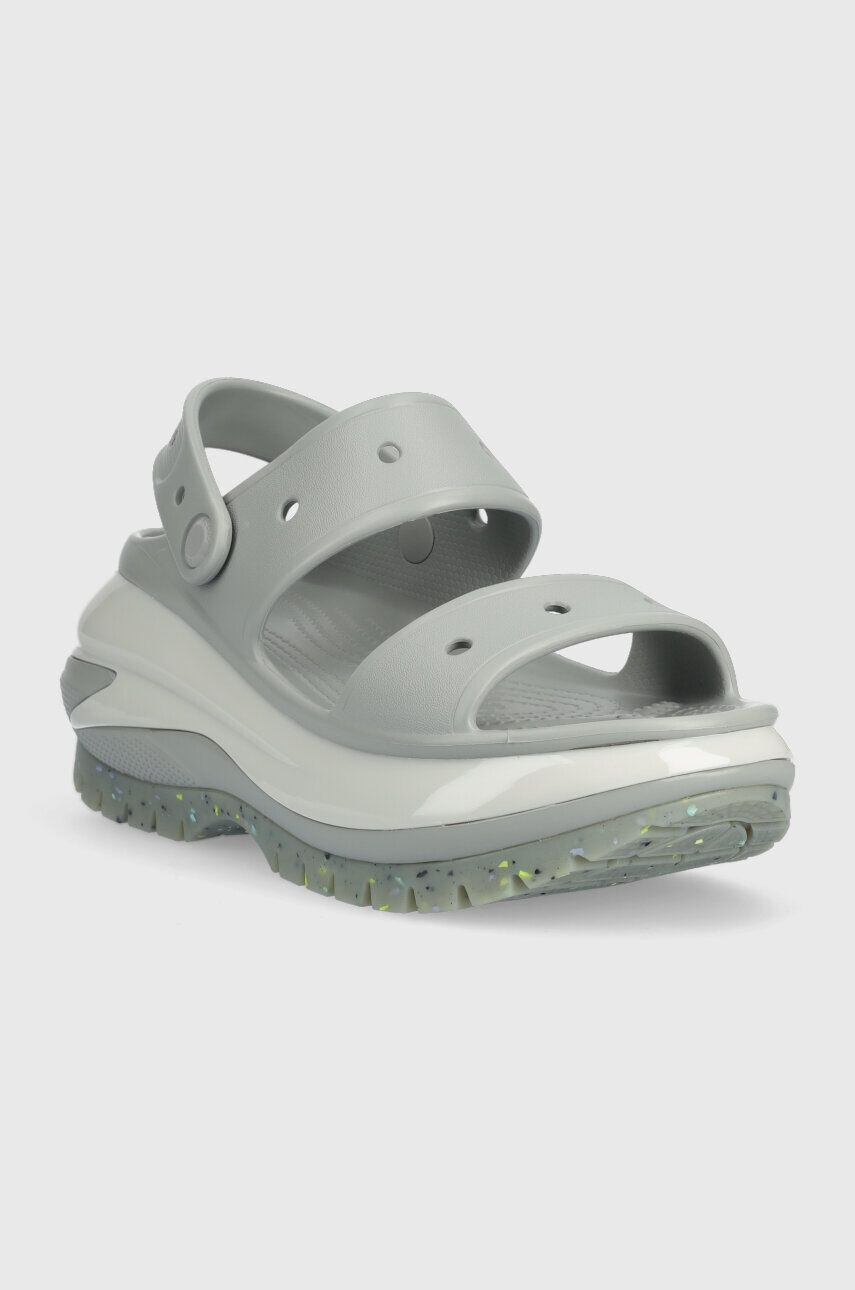 Crocs papuci Classic Mega Crush Sandal femei culoarea gri cu platforma 207989 207989.007-007 - Pled.ro