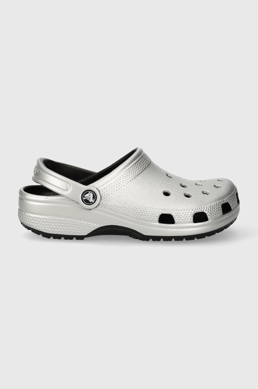 Crocs papuci Classic Metallic Clog femei culoarea argintiu 205831 - Pled.ro