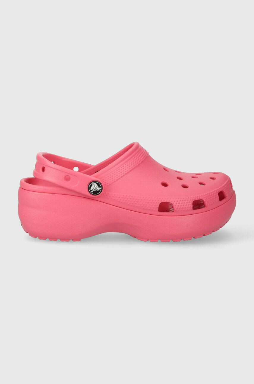 Crocs papuci Classic Platform Clog femei culoarea roz cu platforma 206750 - Pled.ro