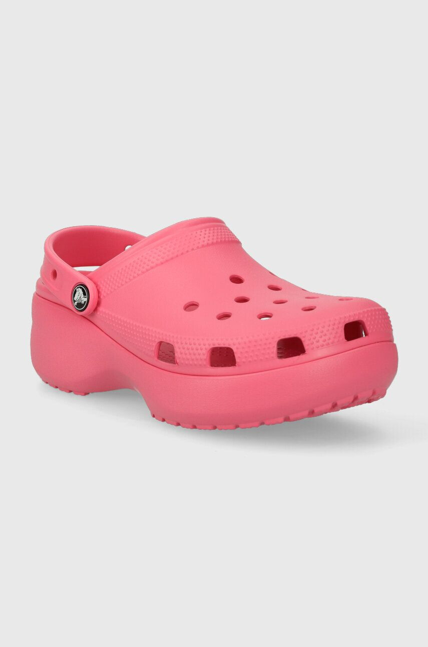 Crocs papuci Classic Platform Clog femei culoarea roz cu platforma 206750 - Pled.ro