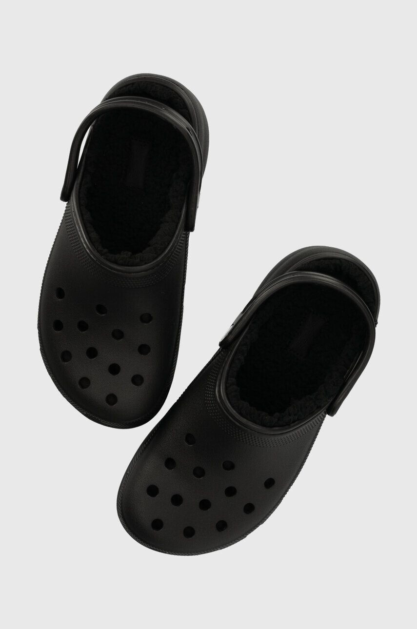 Crocs papuci Classic Platform Lined Clog femei culoarea negru cu platforma 207938 - Pled.ro