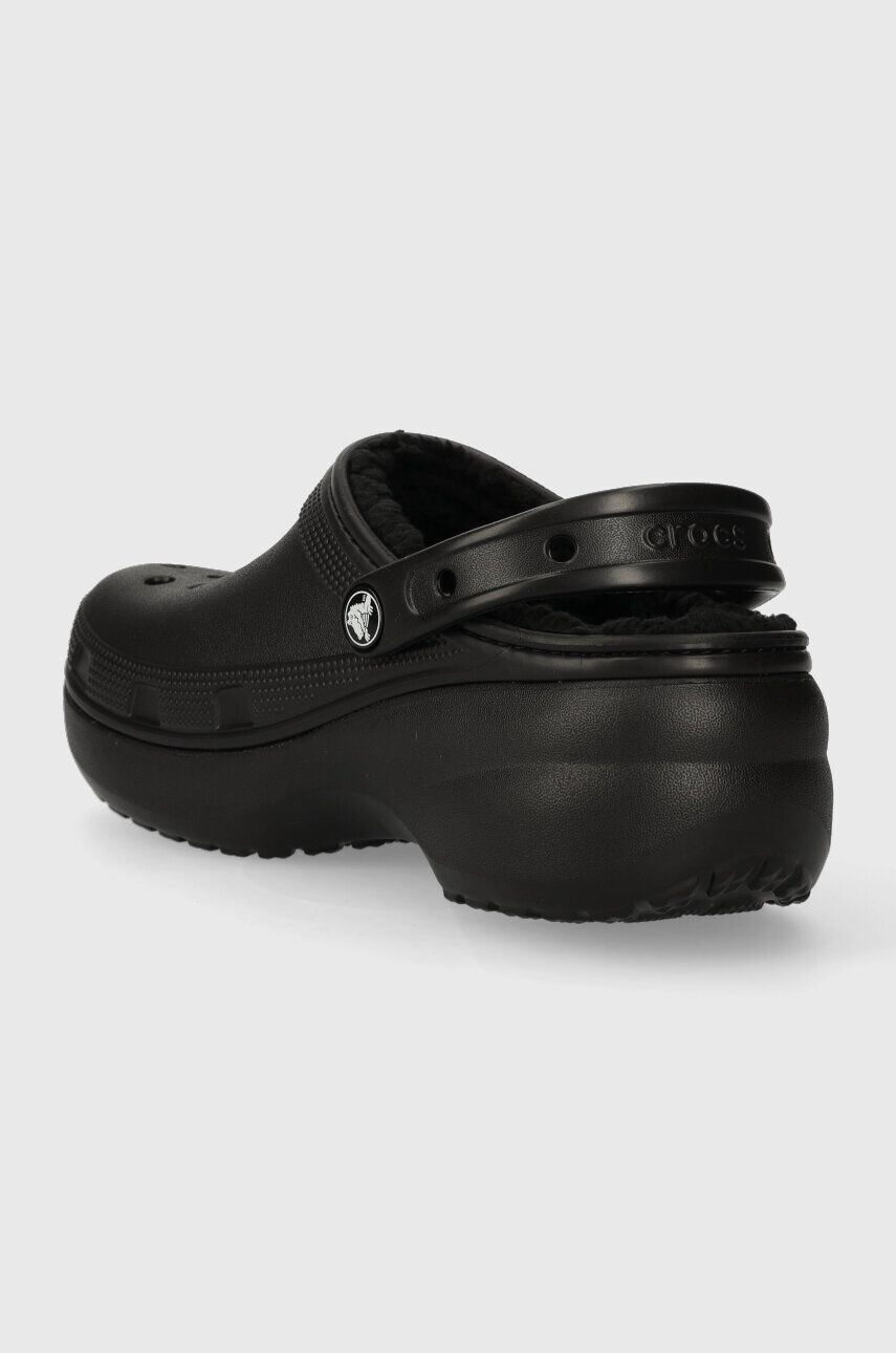 Crocs papuci Classic Platform Lined Clog femei culoarea negru cu platforma 207938 - Pled.ro