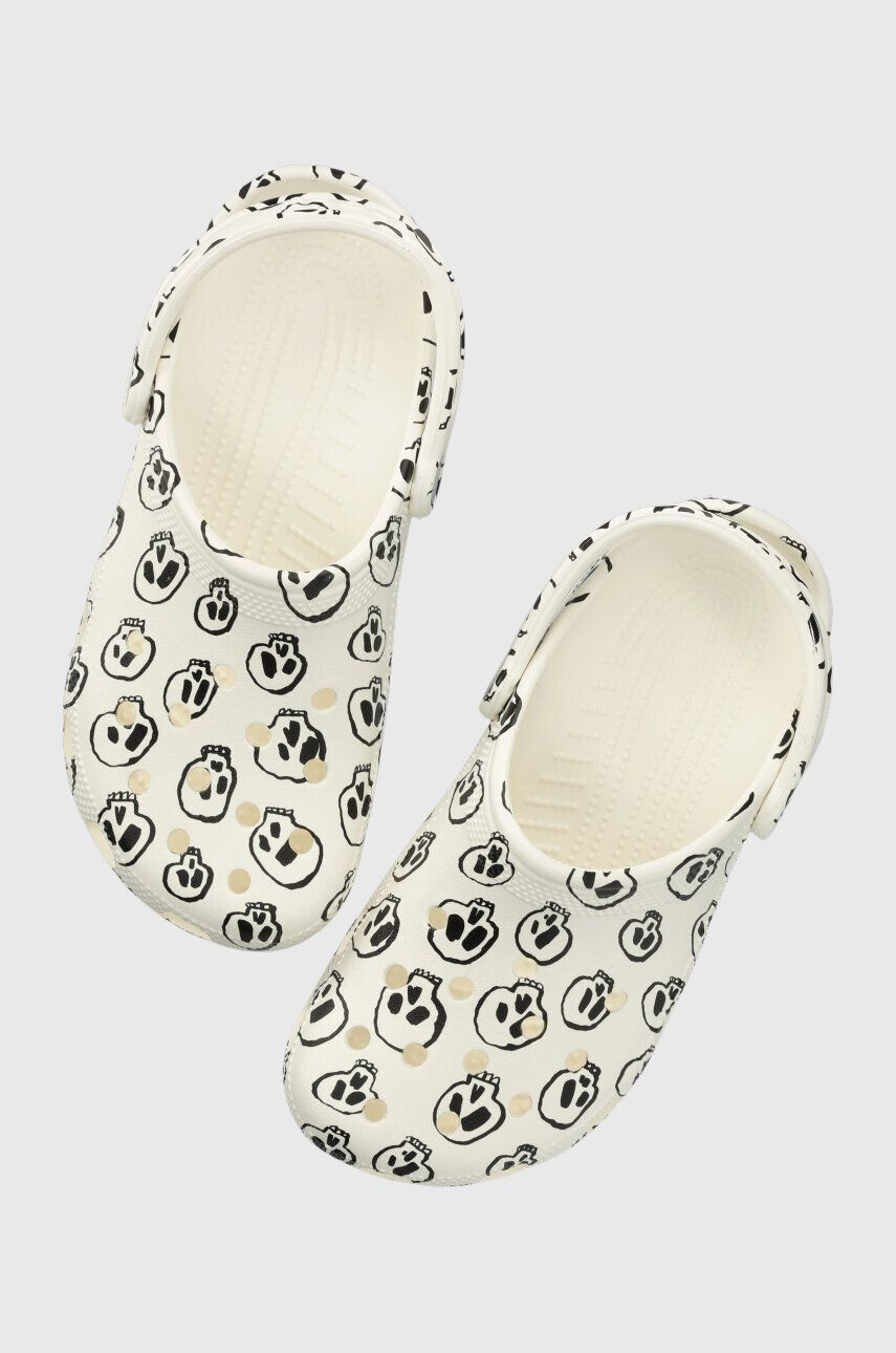 Crocs papuci Classic Skull Print Clog femei culoarea alb 208993 - Pled.ro