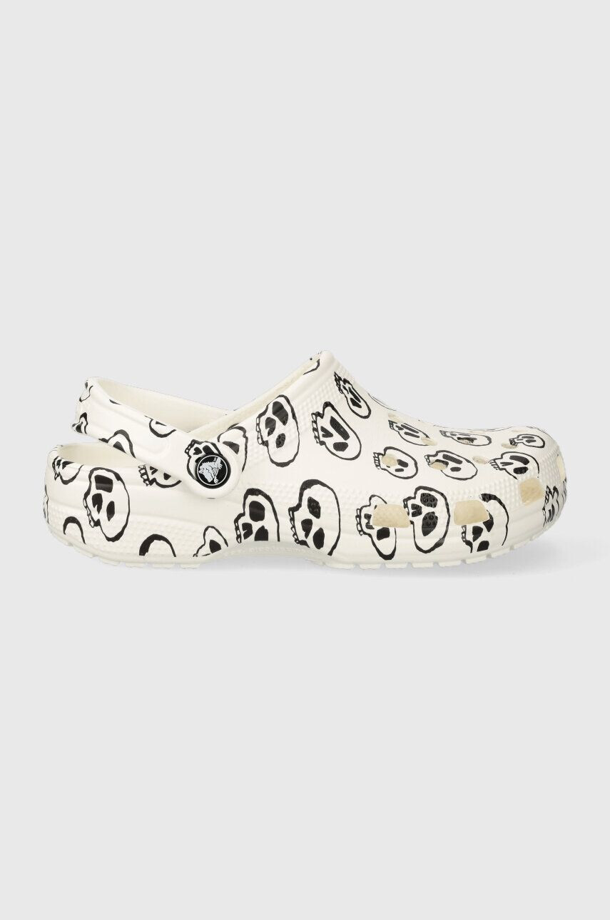 Crocs papuci Classic Skull Print Clog femei culoarea alb 208993 - Pled.ro