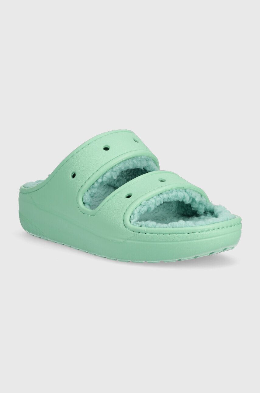 Crocs papuci de casa Classic Cozzy Sandal culoarea turcoaz - Pled.ro