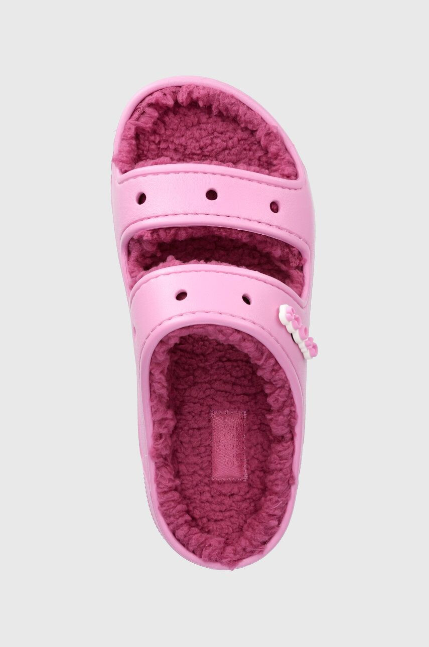 Crocs papuci de casa Classic Cozzzy Sandal culoarea roz - Pled.ro