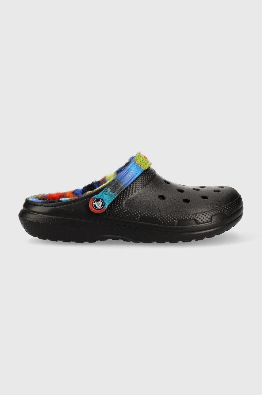 Crocs papuci de casă Classic Lined Spray Dye Clog culoarea negru 208045.0C4.U-BLK.MLC - Pled.ro