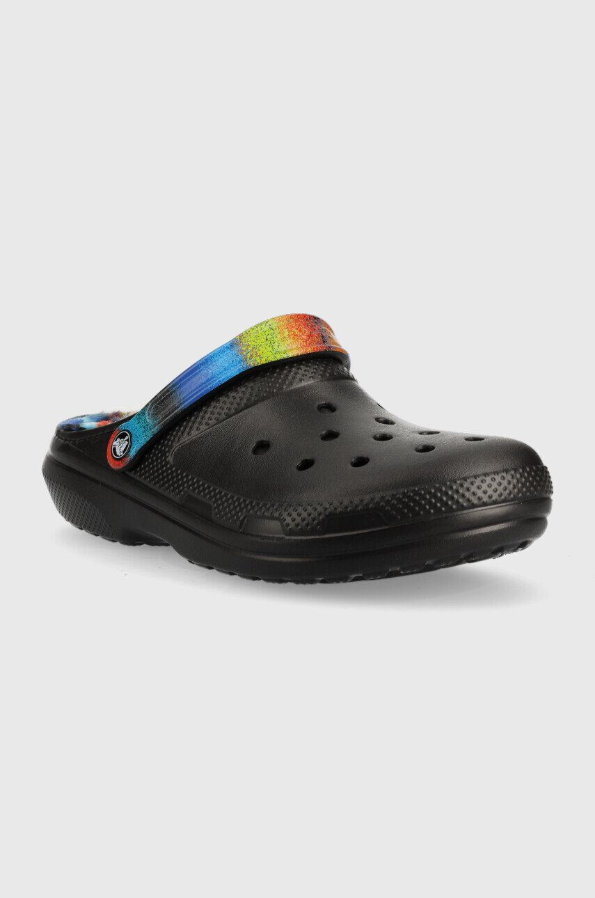 Crocs papuci de casă Classic Lined Spray Dye Clog culoarea negru 208045.0C4.U-BLK.MLC - Pled.ro