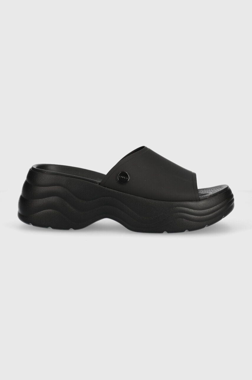 Crocs papuci Skyline Slide femei culoarea negru cu platforma 208182 - Pled.ro