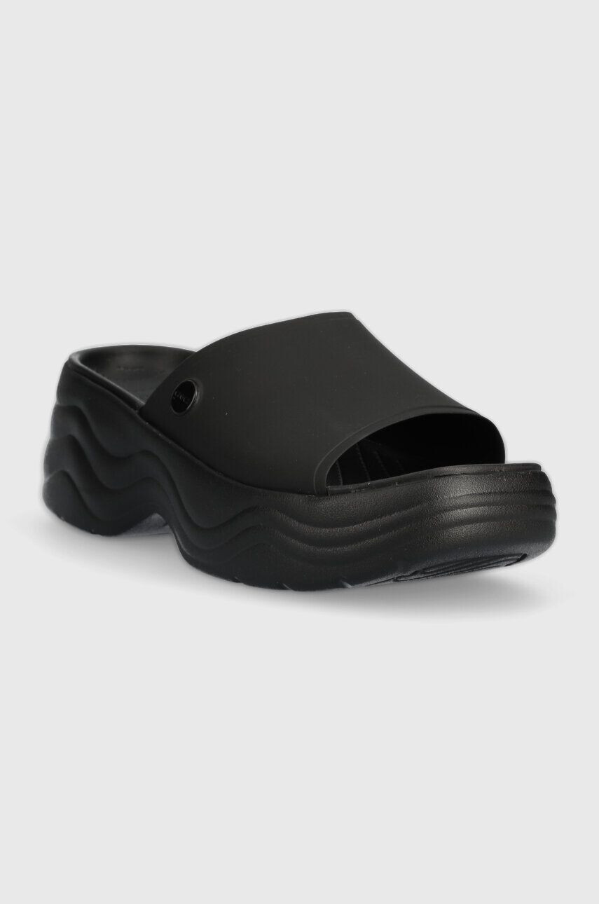 Crocs papuci Skyline Slide femei culoarea negru cu platforma 208182 - Pled.ro