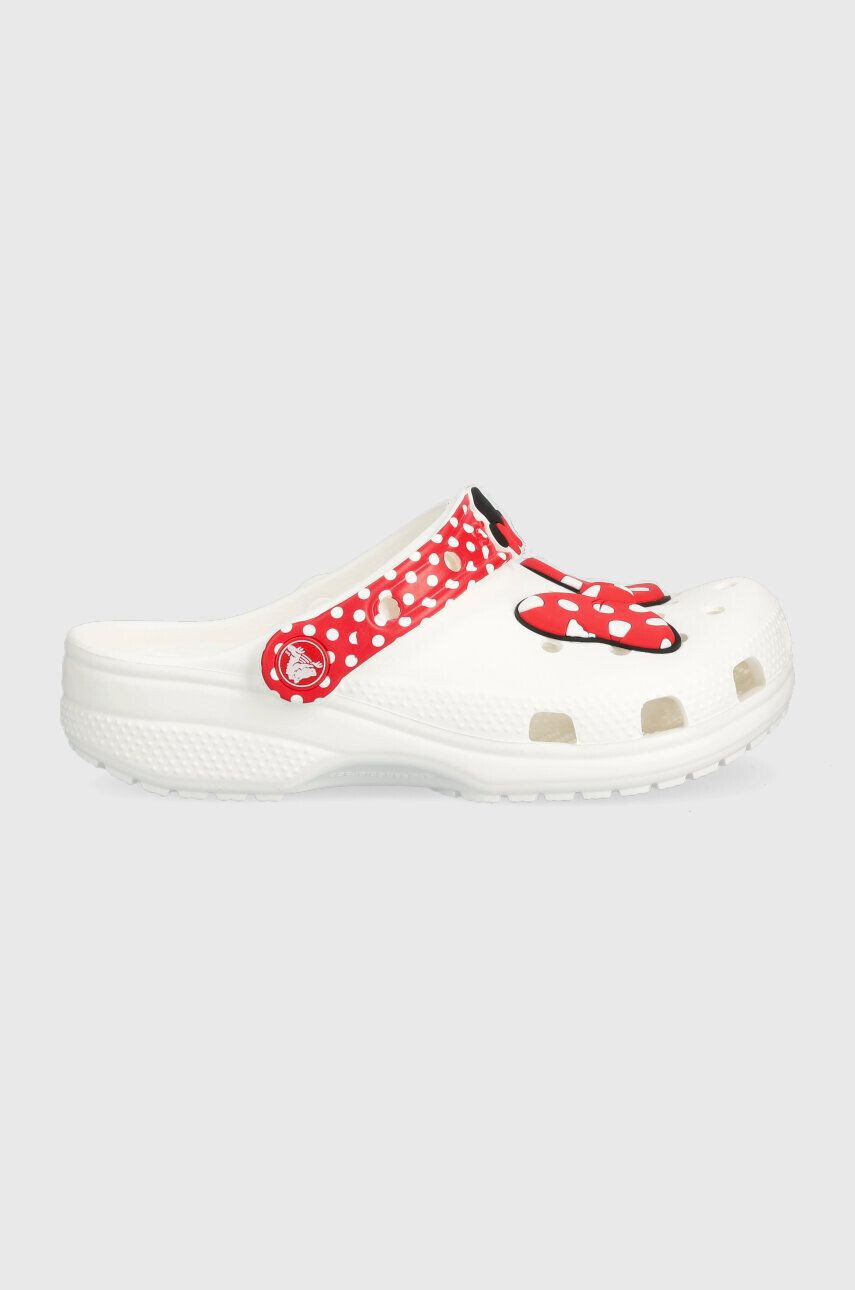 Crocs slapi copii CLASSIC DISNEY MINNIE culoarea alb - Pled.ro