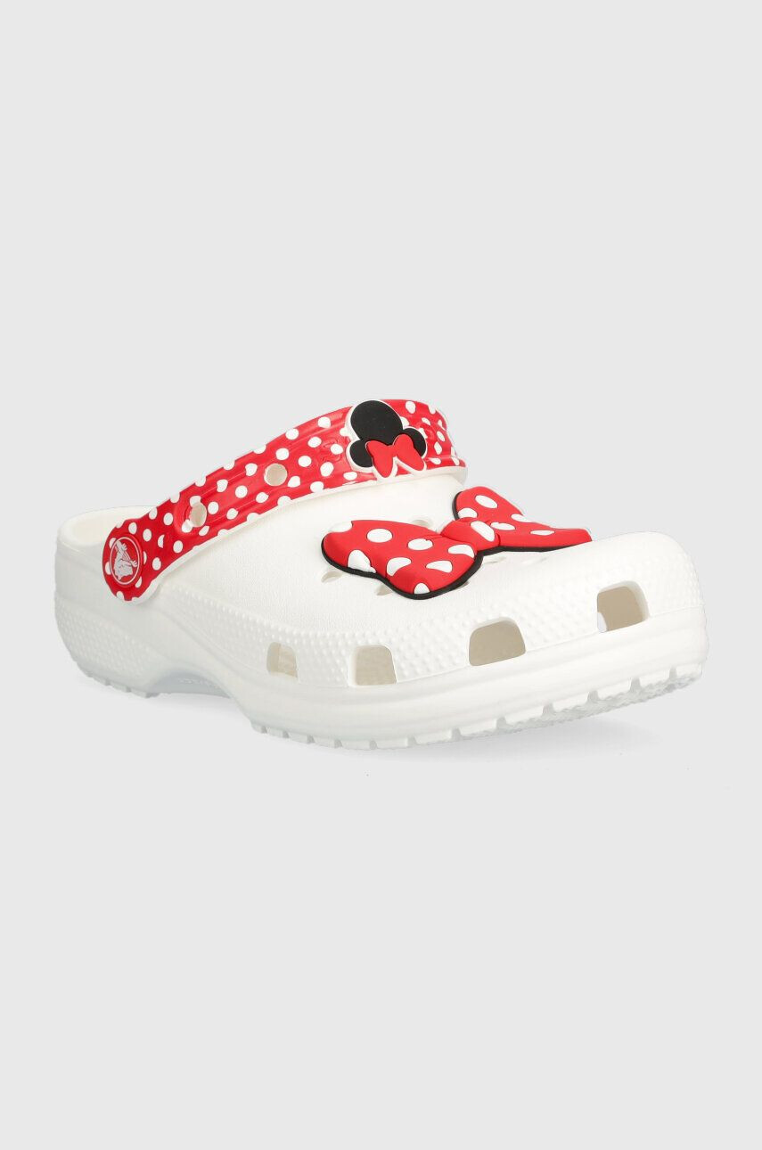 Crocs slapi copii CLASSIC DISNEY MINNIE culoarea alb - Pled.ro