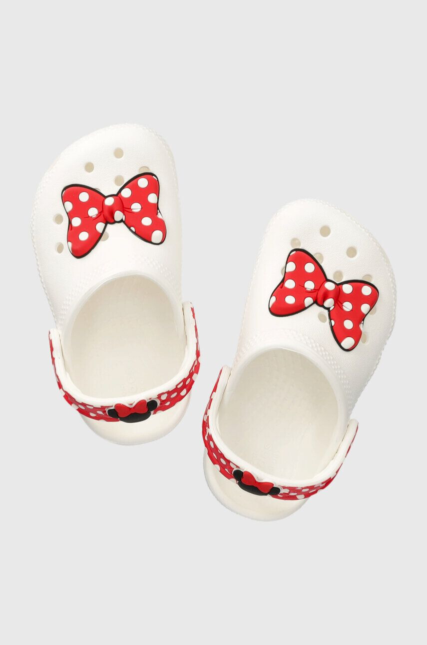 Crocs slapi copii CLASSIC DISNEY MINNIE MOUSE culoarea alb - Pled.ro