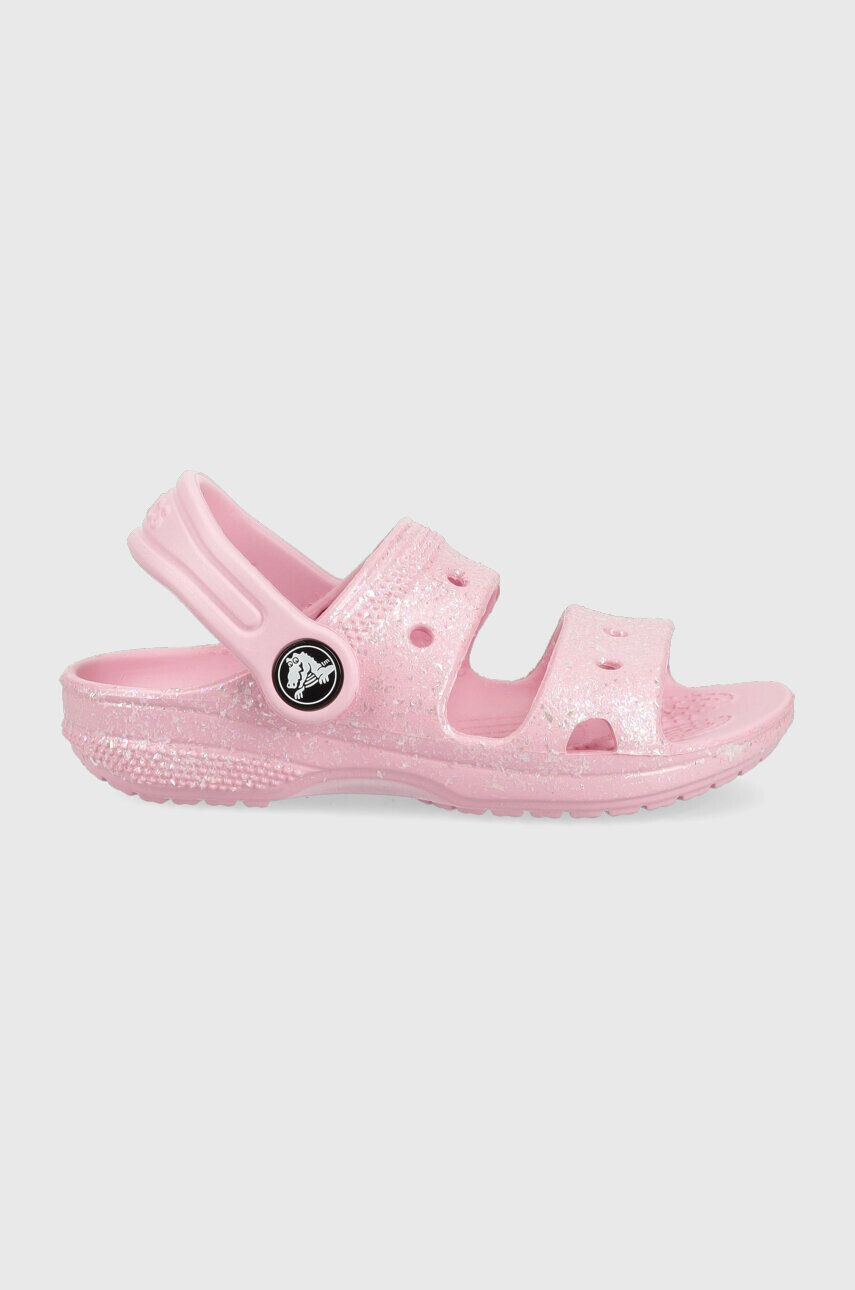 Crocs slapi copii CLASSIC GLITTER SANDAL culoarea roz - Pled.ro