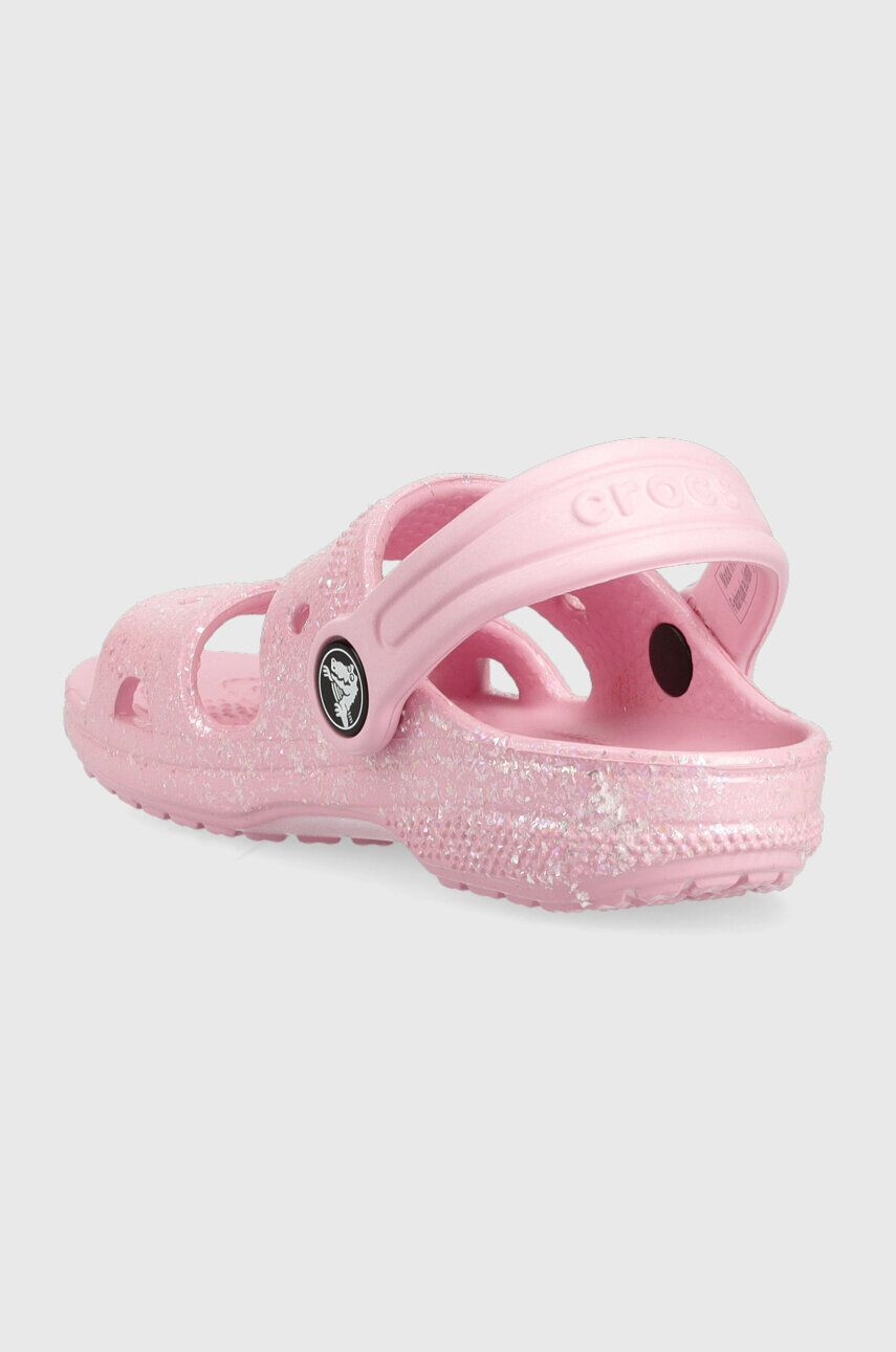 Crocs slapi copii CLASSIC GLITTER SANDAL culoarea roz - Pled.ro