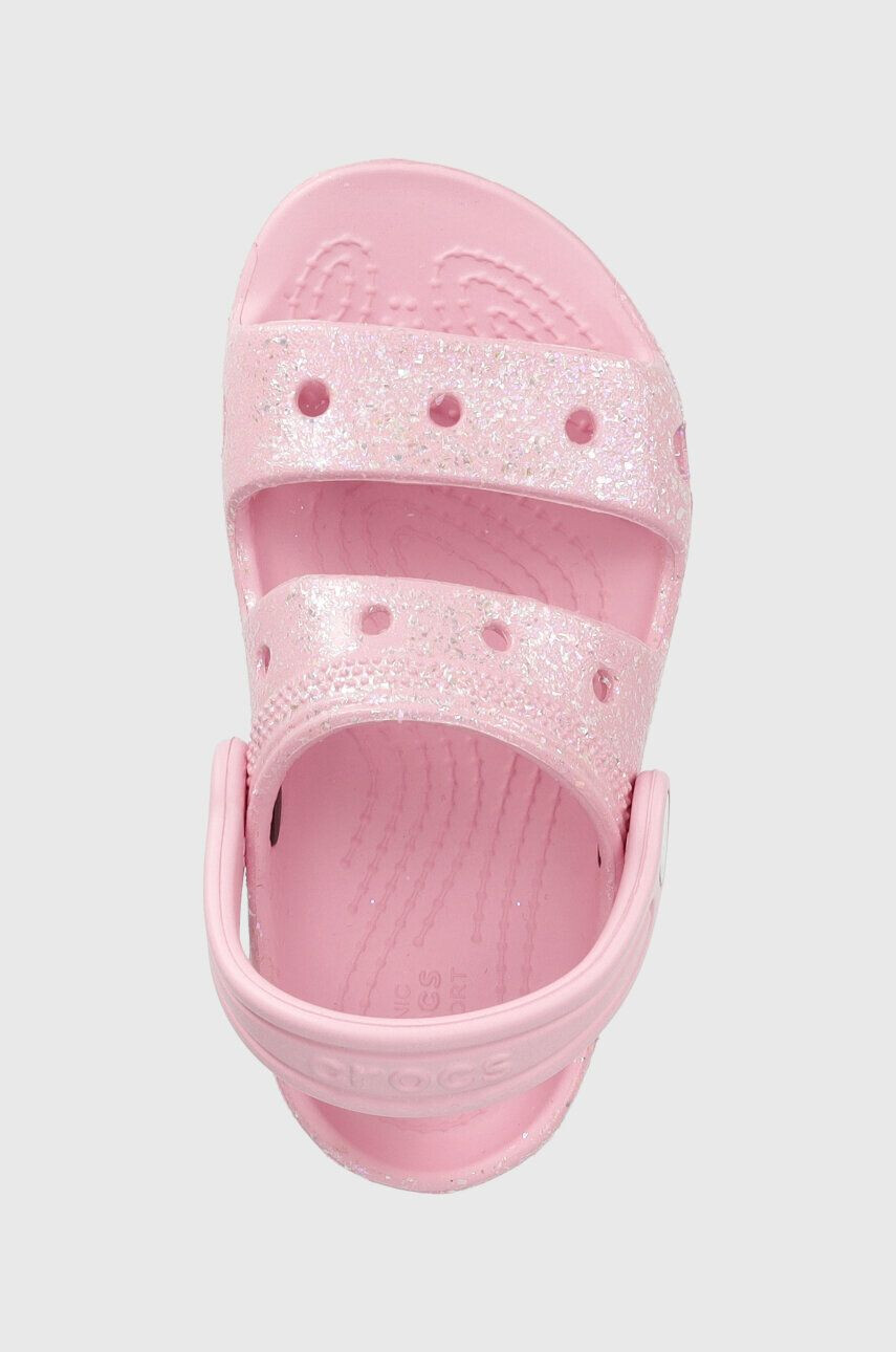 Crocs slapi copii CLASSIC GLITTER SANDAL culoarea roz - Pled.ro