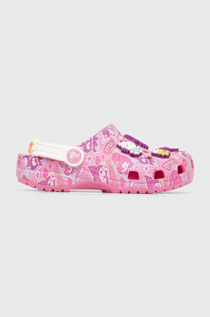 Crocs slapi copii CLASSIC HELLO KITTY culoarea roz - Pled.ro