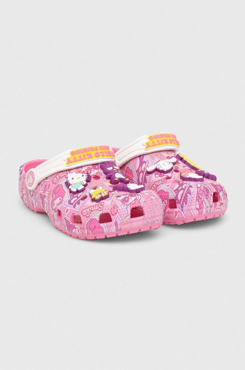 Crocs slapi copii CLASSIC HELLO KITTY culoarea roz - Pled.ro