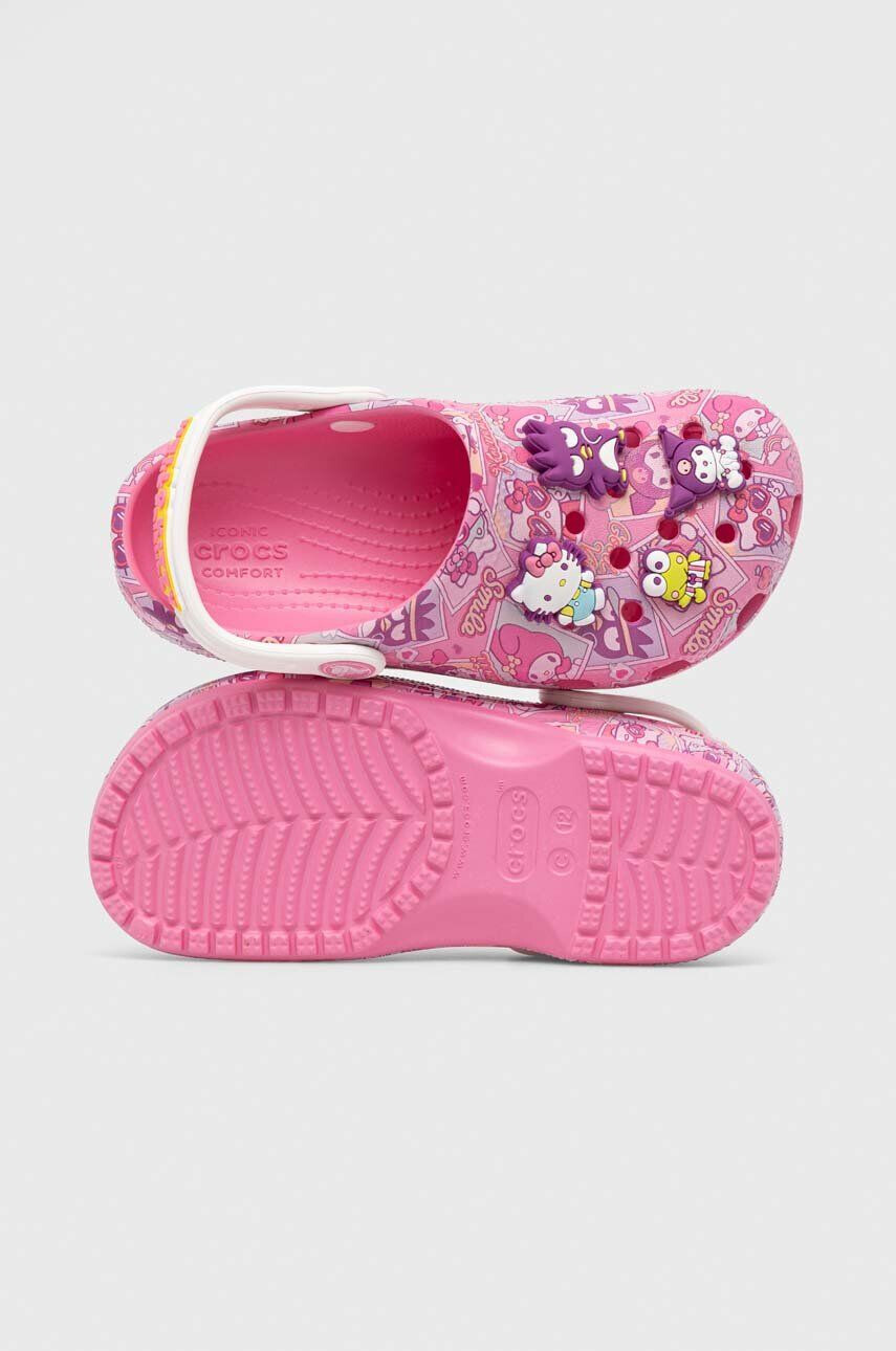 Crocs slapi copii CLASSIC HELLO KITTY culoarea roz - Pled.ro