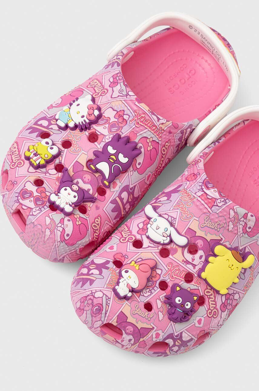 Crocs slapi copii CLASSIC HELLO KITTY culoarea roz - Pled.ro