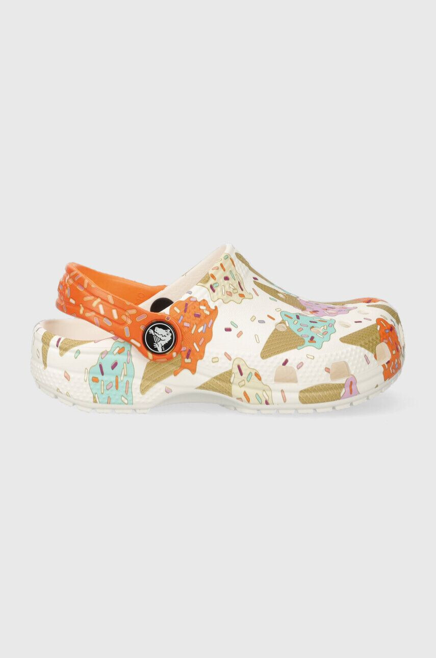 Crocs slapi copii CLASSIC ICE CREAM GRAPHI culoarea alb - Pled.ro