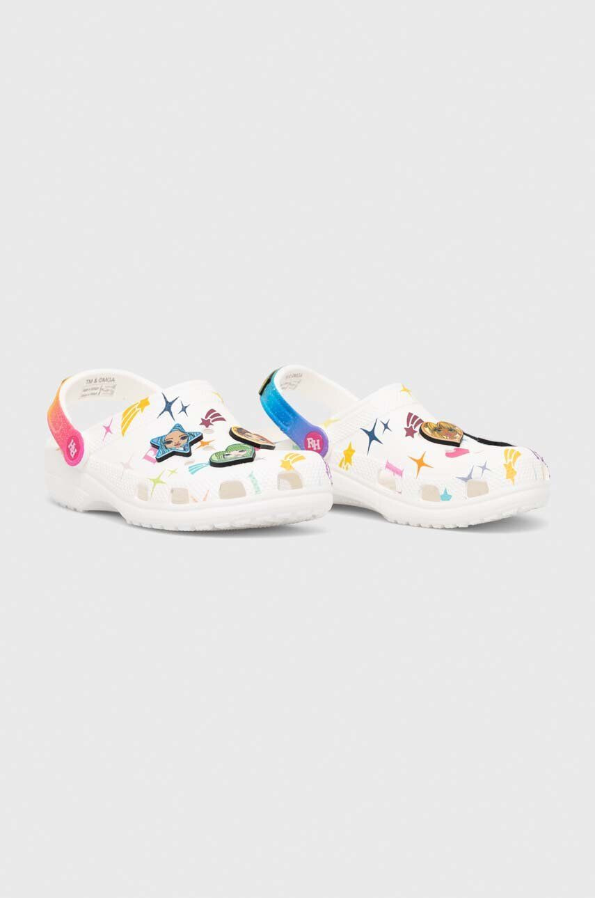 Crocs slapi copii CLASSIC RAINBOW HIGH culoarea alb - Pled.ro