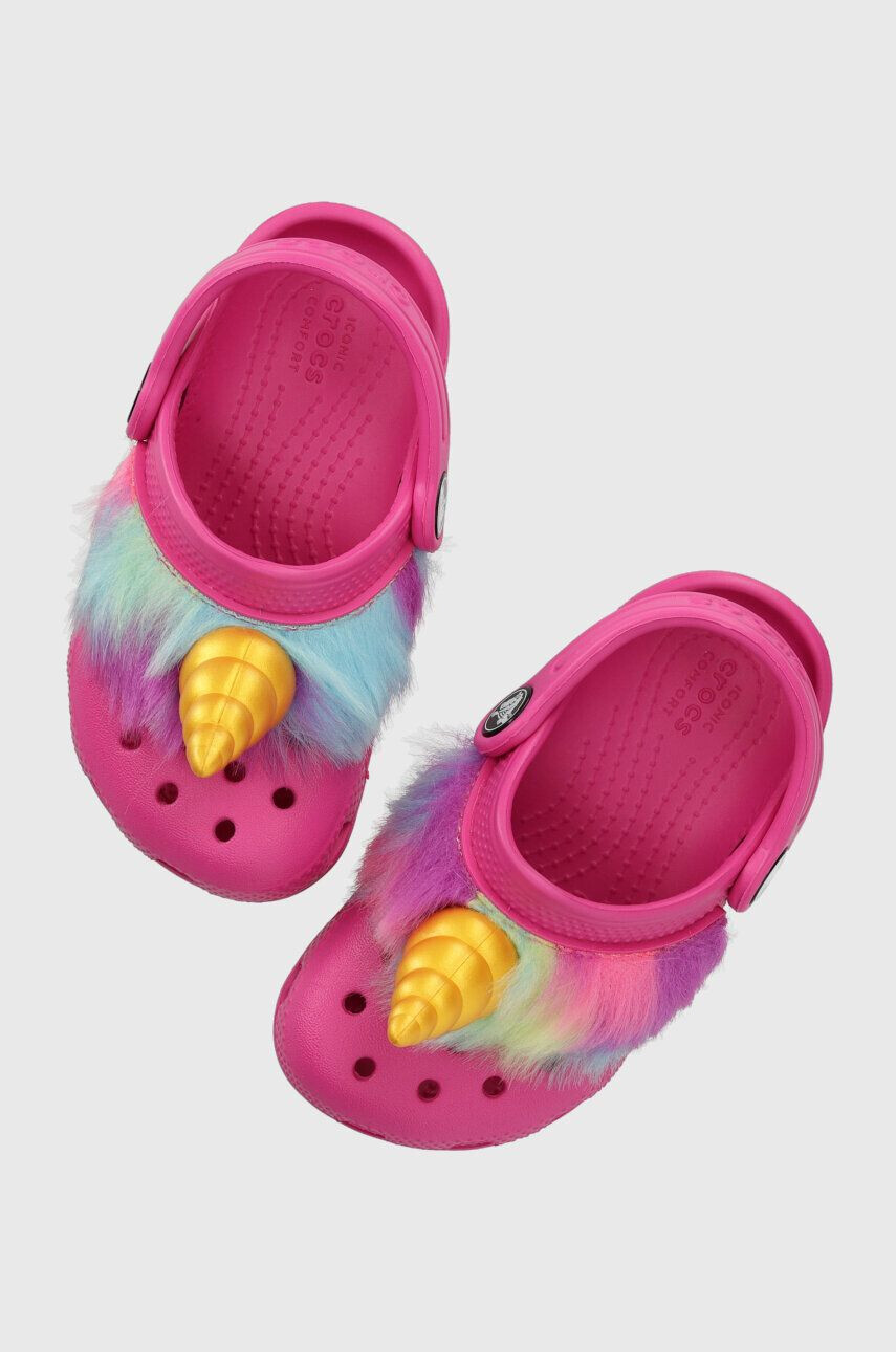 Crocs slapi copii I AM UNICORN culoarea roz - Pled.ro