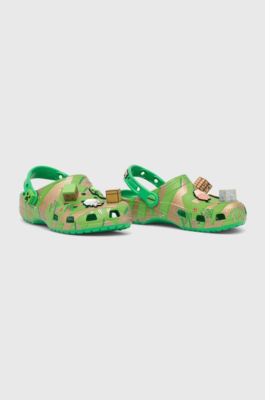 Crocs slapi copii MINECRAFT ELEVATED CLOG culoarea verde - Pled.ro