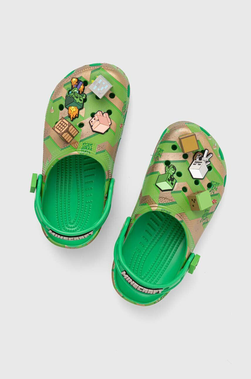 Crocs slapi copii MINECRAFT ELEVATED CLOG culoarea verde - Pled.ro