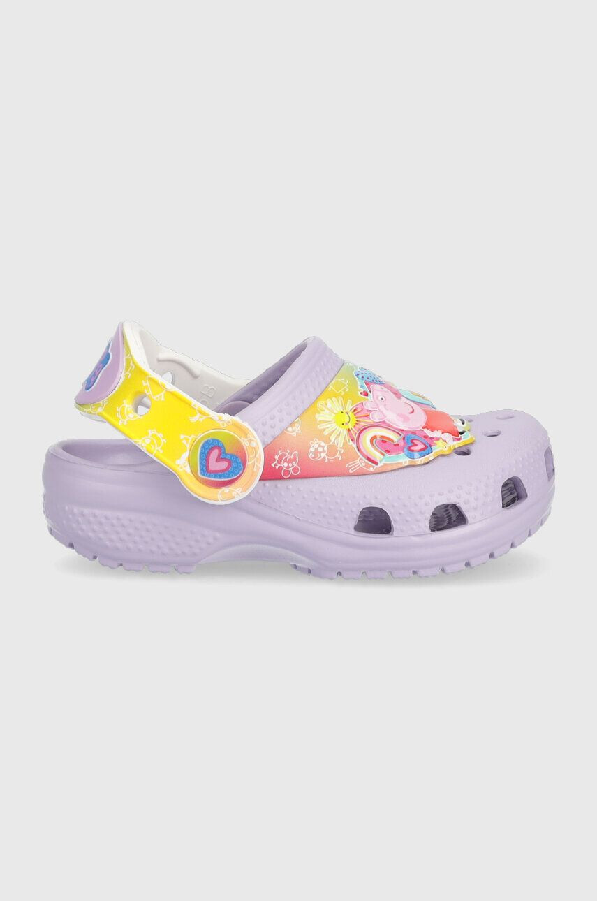 Crocs slapi copii Pepppa Pig culoarea violet - Pled.ro