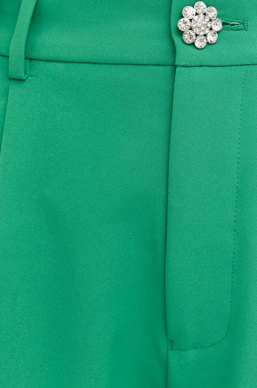 Custommade pantaloni Pianora femei culoarea verde fason tigareta high waist - Pled.ro