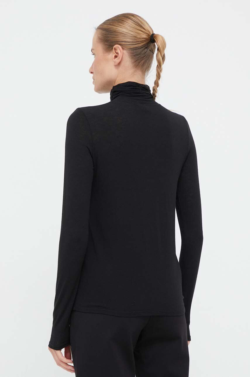 Deha longsleeve din amestec de casmir culoarea negru cu guler - Pled.ro