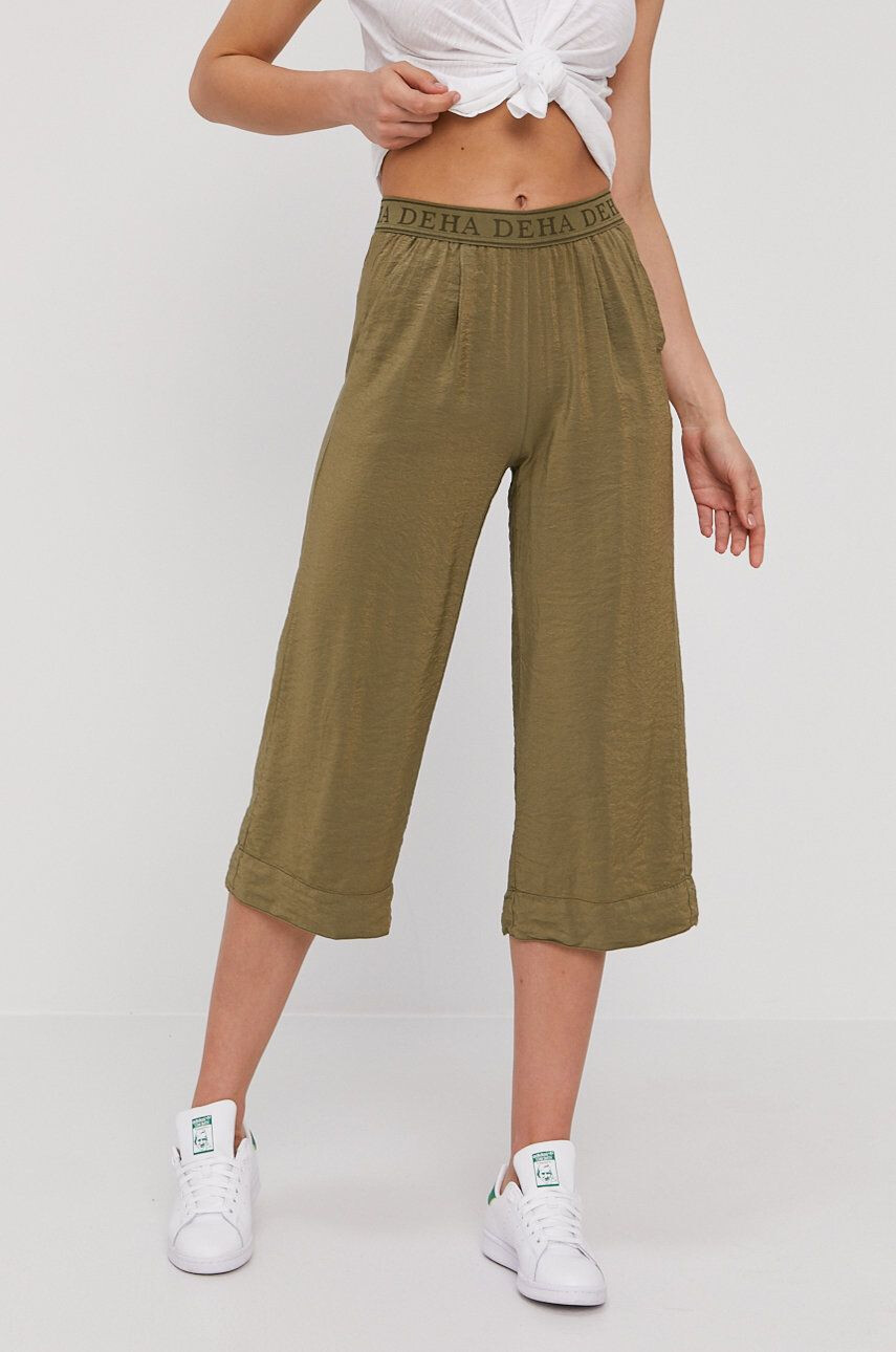 Deha Pantaloni femei culoarea verde fason culottes high waist - Pled.ro