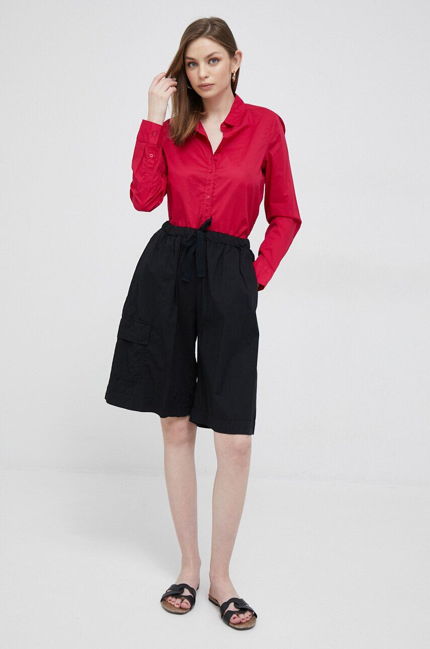 Deha pantaloni scurti femei culoarea negru neted high waist - Pled.ro