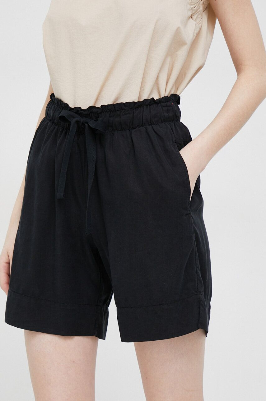 Deha pantaloni scurti femei culoarea negru neted high waist - Pled.ro