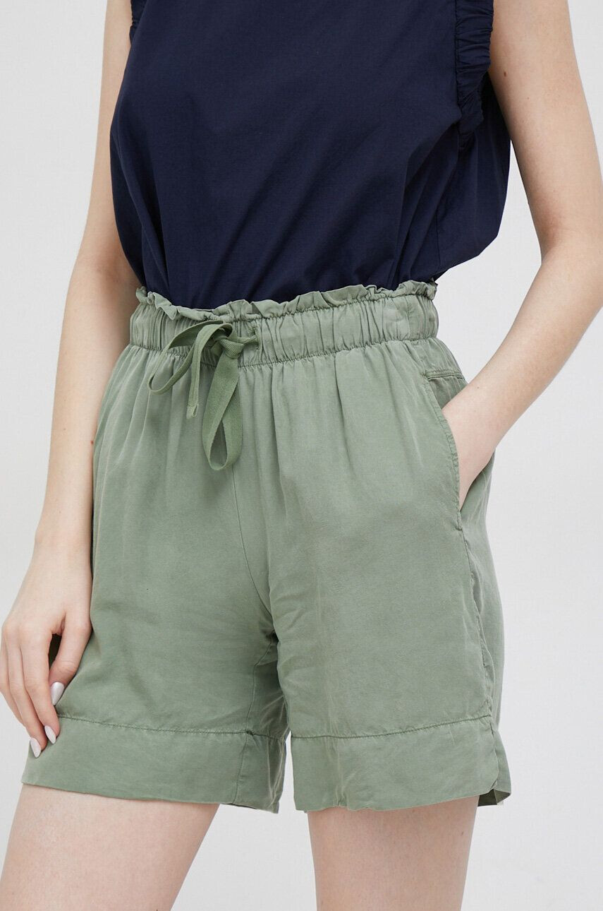 Deha pantaloni scurti femei culoarea verde neted medium waist - Pled.ro