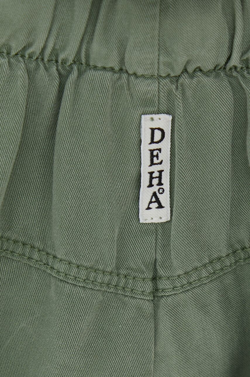 Deha pantaloni scurti femei culoarea verde neted medium waist - Pled.ro