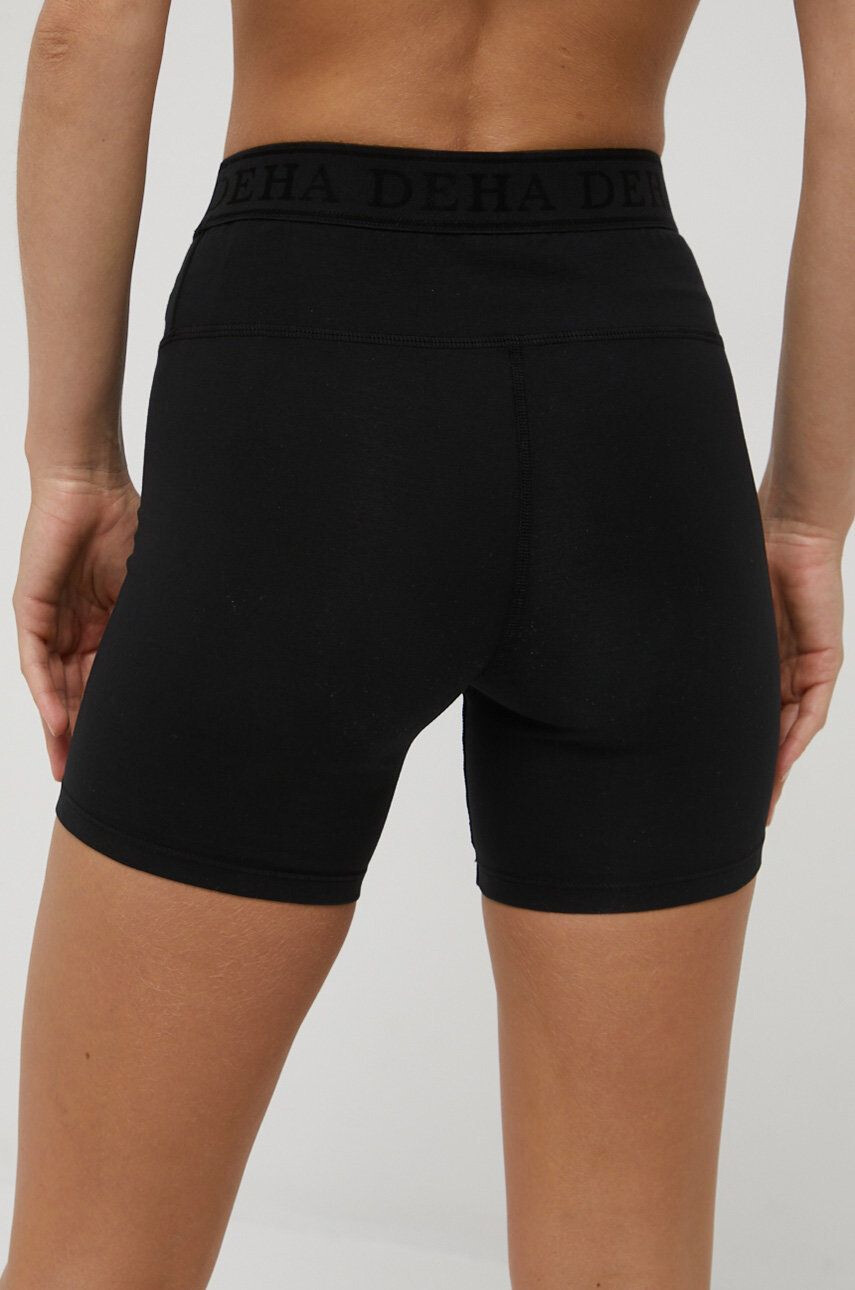 Deha pantaloni scurti femei culoarea negru neted medium waist - Pled.ro