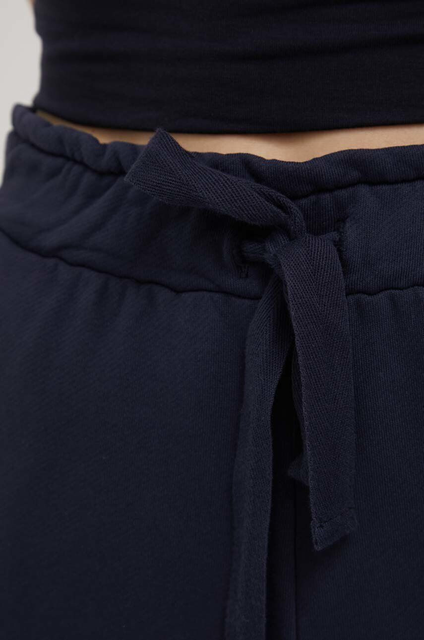 Deha pantaloni scurti din bumbac femei culoarea albastru marin neted high waist - Pled.ro