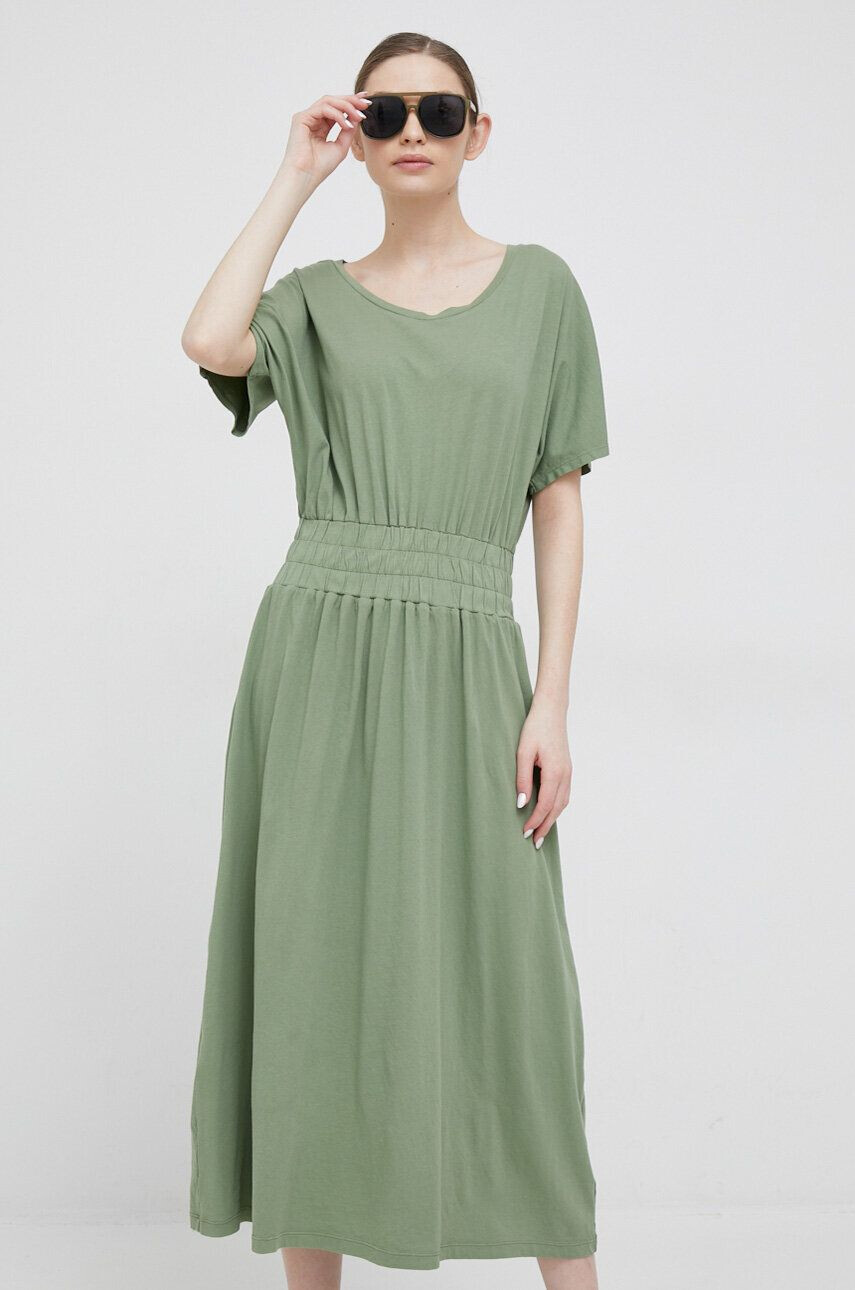 Deha rochie din bumbac culoarea verde maxi evazati - Pled.ro