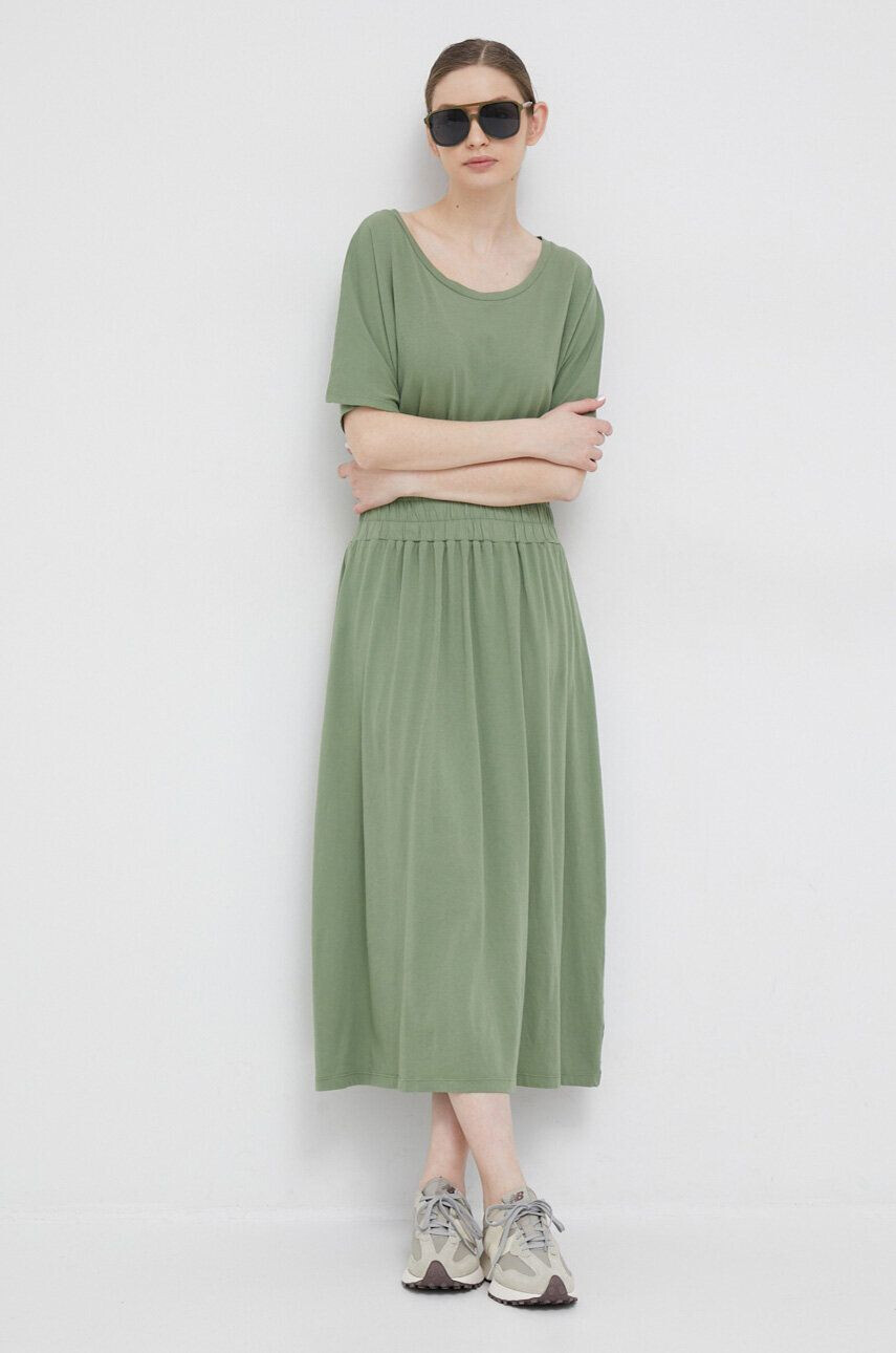 Deha rochie din bumbac culoarea verde maxi evazati - Pled.ro